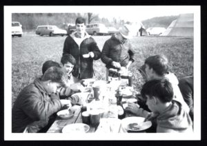Scouts Eating at Camp Out