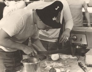 Scouts Cut Vegatables While Preparing Dinner