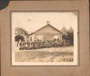 Camp Russell Scouts & Staff Outside Old Headquarters Building