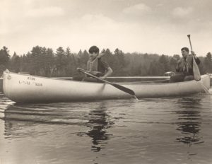 Scouts On Lake in Canoe