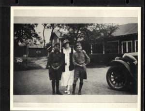 Scouts Pose With Woman at Camp Russell